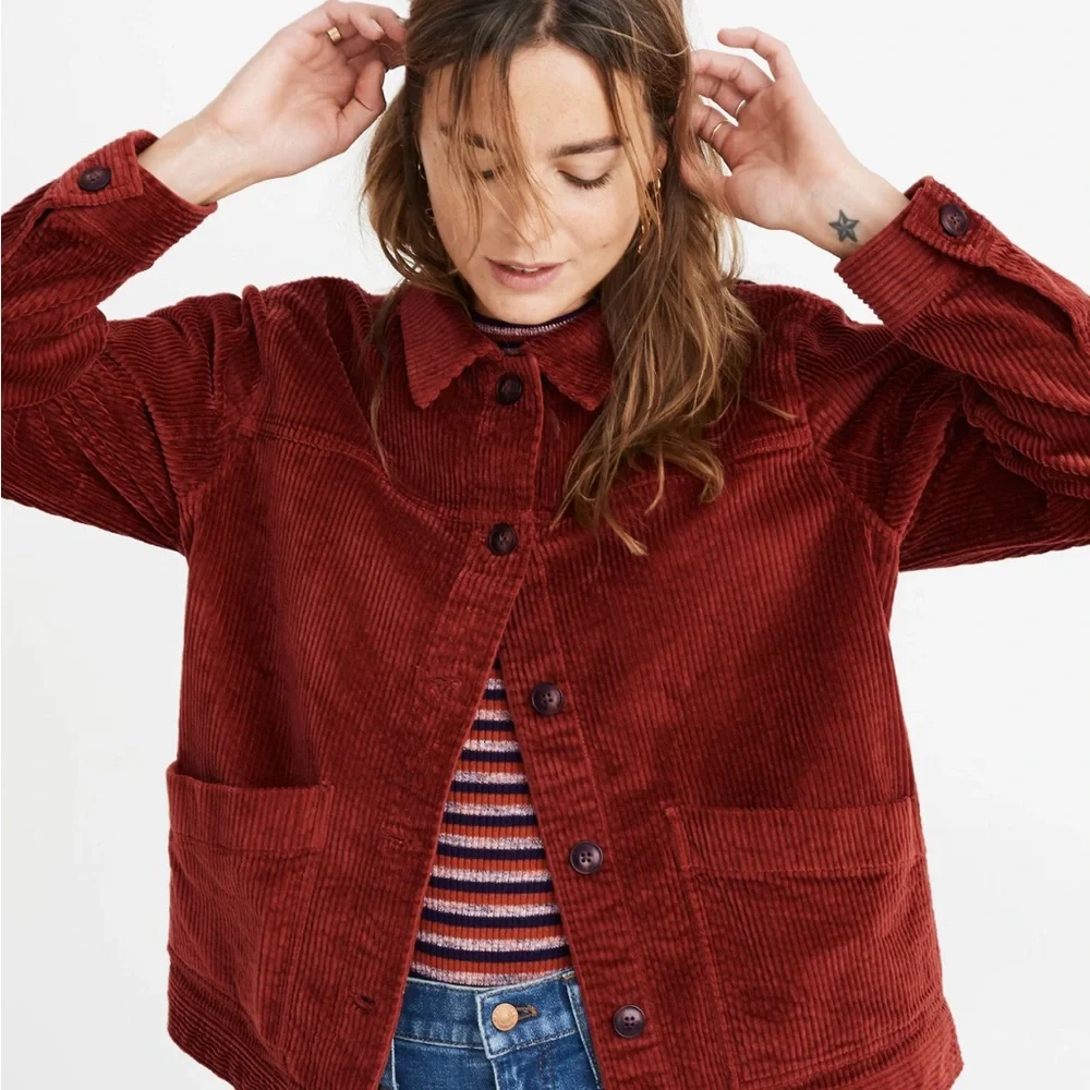 Madewell Corduroy Orange Chore Coat Jacket - Picture 2 of 2